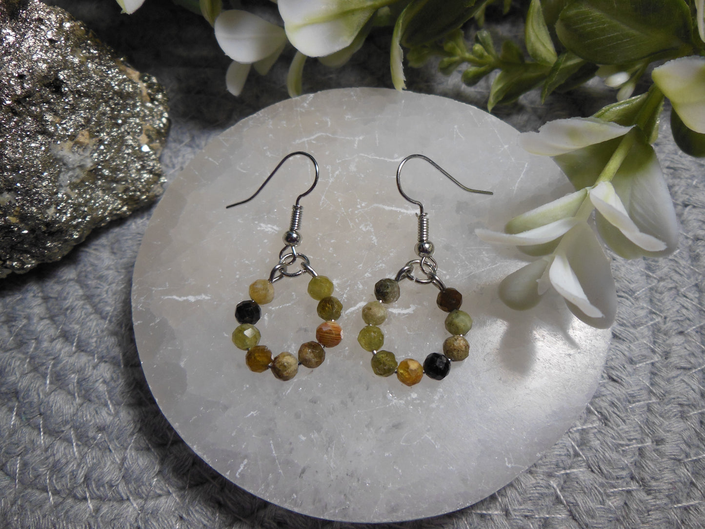 Earrings - Green Garnet