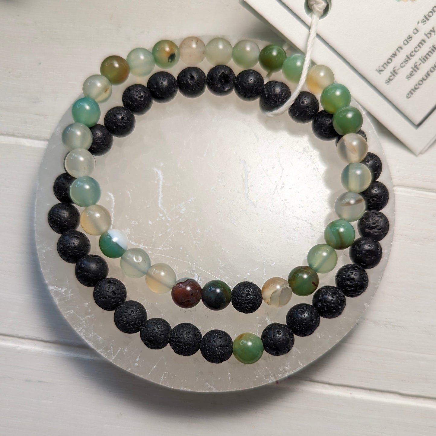 6mm Peacock Agate and Lava Stone Connection Bracelets