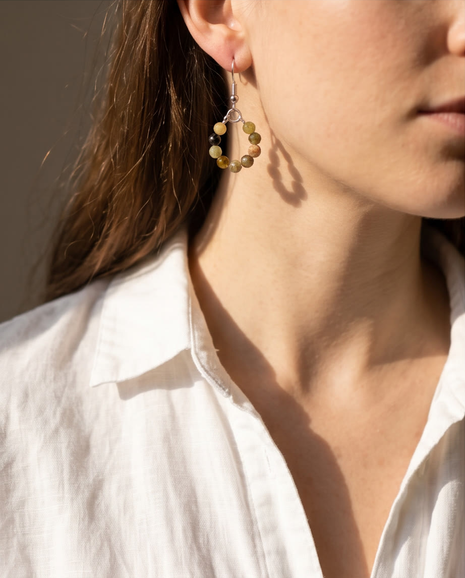 Earrings - Green Garnet
