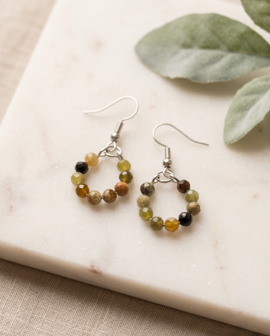 Earrings - Green Garnet