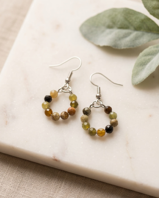Earrings - Green Garnet